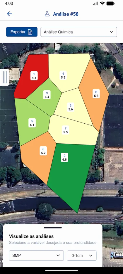 Mapa de fertilidade por talhão
